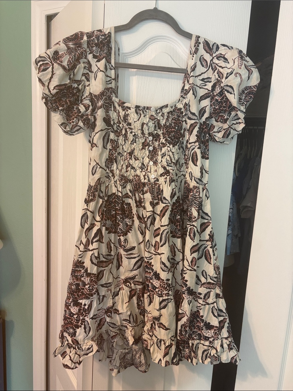 House of Harlow 1960 Cream Dress with Brown Floral Print